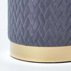 Kensington Velvet Round Footstool, Grey -Best Homeware Store sf1508 03