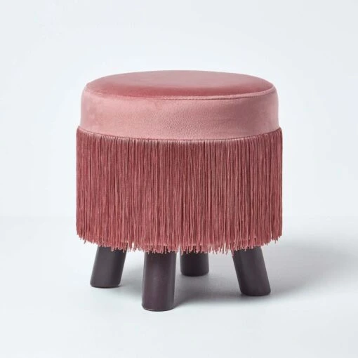 Warwick Velvet Footstool With Legs, Pink -Best Homeware Store sf1521 01 1