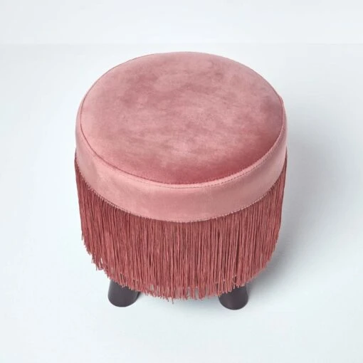 Warwick Velvet Footstool With Legs, Pink -Best Homeware Store sf1521 05