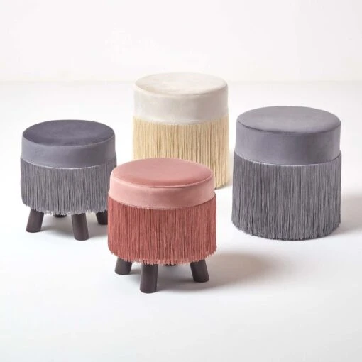 Warwick Velvet Footstool With Legs, Pink -Best Homeware Store sf1521 06