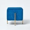 Osborne Velvet Footstool Cube With Legs, Cobalt Blue -Best Homeware Store sf1522 01 1