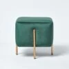 Osborne Velvet Footstool Cube With Legs, Emerald Green -Best Homeware Store sf1525 01