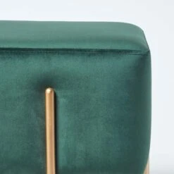 Osborne Velvet Footstool Cube With Legs, Emerald Green -Best Homeware Store sf1525 04