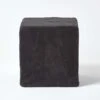 Black Leather And Suede Patchwork Cube Pouffe 36 X 36 X 38 Cm -Best Homeware Store sf1530 01