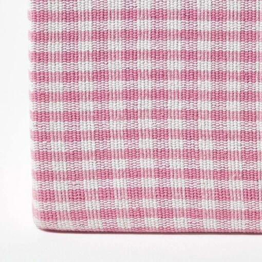 Pink Gingham Check Cotton Cube Pouffe 36 X 36 X 38 Cm -Best Homeware Store sf1533 04