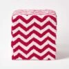 Red And White Chevron Design Cube Pouffe Tufted Cotton 36 X 36 X 38 Cm -Best Homeware Store sf1539 01