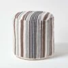 Grey, Black And White Stripe Bean Filled Pouffe Tall 45 X 40 Cm -Best Homeware Store sf1549 01