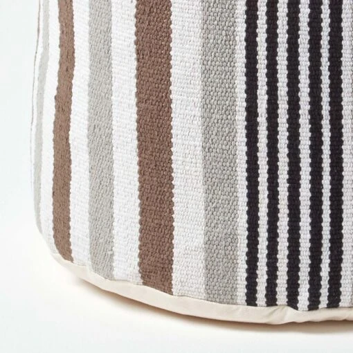 Grey, Black And White Stripe Bean Filled Pouffe Tall 45 X 40 Cm -Best Homeware Store sf1549 04