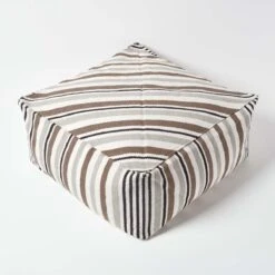 Grey, Black And White Stripe Beanbag Cube Pouffe Large 60 X 60 X 30 Cm -Best Homeware Store sf1550 03