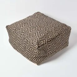 Black And Cream Bean Cube Footstool With Aztec Pattern -Best Homeware Store sf1559 03