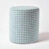 Blue Gingham Check Round Pouffe Cotton 40 X 42 Cm -Best Homeware Store sf1565 1