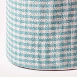 Blue Gingham Check Round Pouffe Cotton 40 X 42 Cm -Best Homeware Store sf1565 4