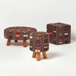 Flat Kilim Footstool With Legs -Best Homeware Store sf1580 05