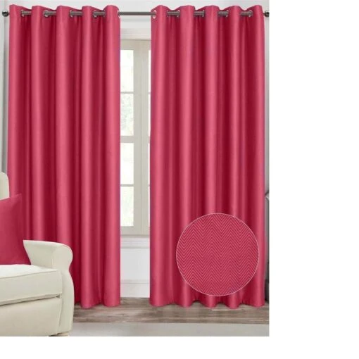 Hot Pink Herringbone Chevron Eyelet Style Blackout Curtains -Best Homeware Store sf1601 hot pink herringbone chevron eyelet style blackout curtain