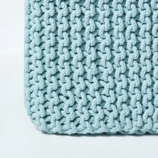 Duck Egg Blue Cube Cotton Knitted Pouffe Footstool -Best Homeware Store sf1609 04