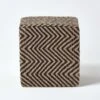 Black And Off-White Herringbone Jute Cube Pouffe 36 X 36 X 38 Cm -Best Homeware Store sf1611 01