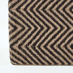 Black And Off-White Herringbone Jute Cube Pouffe 36 X 36 X 38 Cm -Best Homeware Store sf1611 04