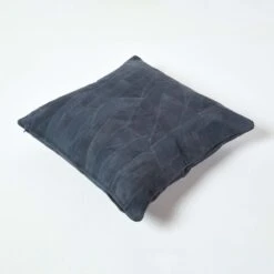 Navy Real Leather Suede Cushion With Feather Filling -Best Homeware Store sf1620 03