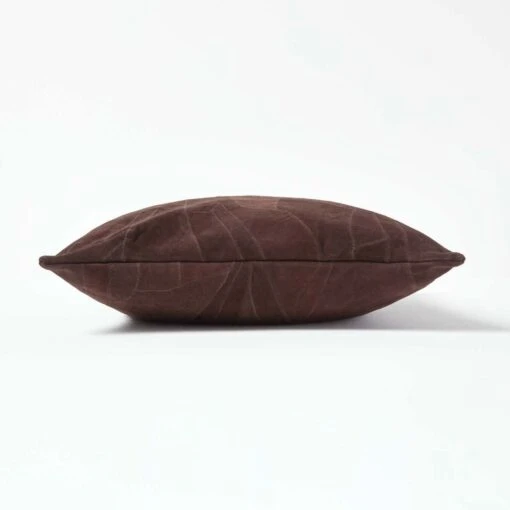 Chocolate Brown Real Leather Suede Cushion With Feather Filling -Best Homeware Store sf1623 02