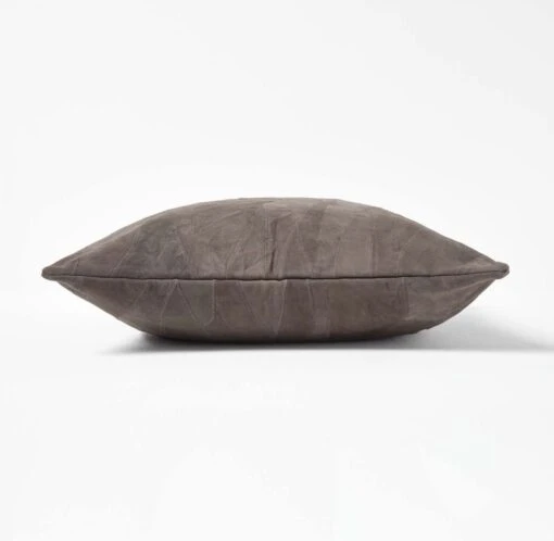 Grey Real Leather Suede Cushion With Feather Filling -Best Homeware Store sf1632 02