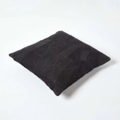 Black Real Leather Suede Cushion With Feather Filling -Best Homeware Store sf1635 03