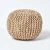 Linen Round Cotton Knitted Pouffe Footstool -Best Homeware Store sf1667a 01