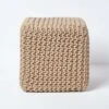 Linen Cube Cotton Knitted Pouffe Footstool -Best Homeware Store sf1667b 01