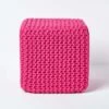 Hot Pink Cube Cotton Knitted Pouffe Footstool -Best Homeware Store sf1670b 01