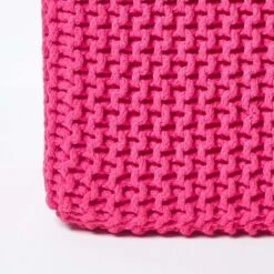 Hot Pink Cube Cotton Knitted Pouffe Footstool -Best Homeware Store sf1670b 04