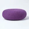 Deep Purple Large Round Cotton Knitted Pouffe Footstool -Best Homeware Store sf1676c pouffe