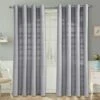 Cotton Rajput Ribbed Silver Grey Curtain Pair -Best Homeware Store sf1697 1