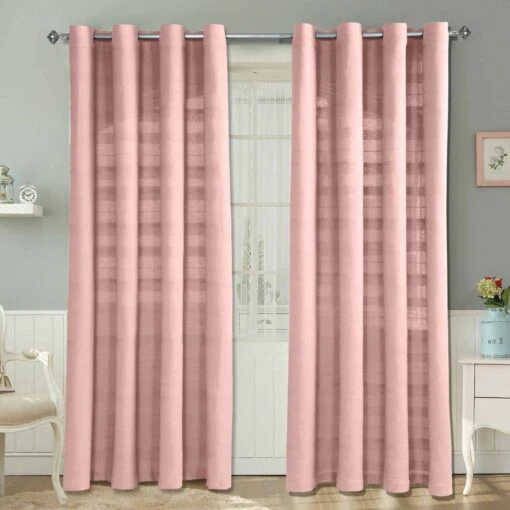 Cotton Rajput Ribbed Pink Curtain Pair -Best Homeware Store sf1721 1 c