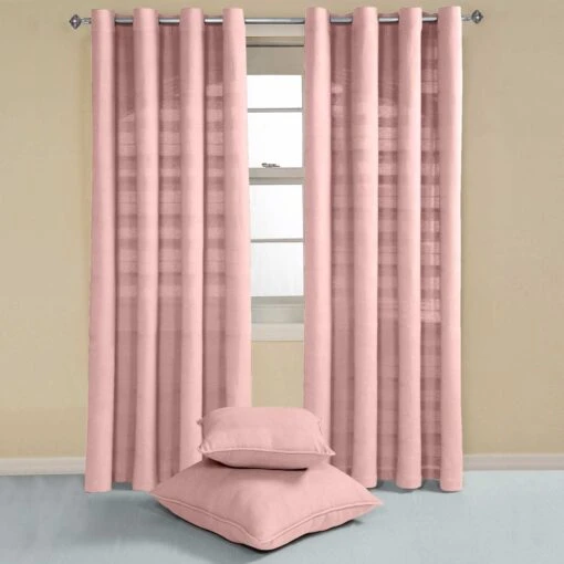 Cotton Rajput Ribbed Pink Curtain Pair -Best Homeware Store sf1721 2 c