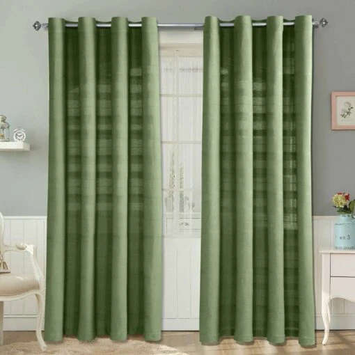 Cotton Rajput Ribbed Dark Olive Curtain Pair -Best Homeware Store sf1733 1 c