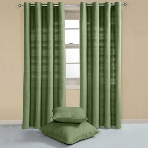 Cotton Rajput Ribbed Dark Olive Curtain Pair -Best Homeware Store sf1733 2 c