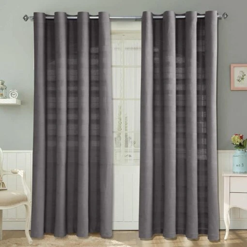 Cotton Rajput Ribbed Charcoal Grey Curtain Pair -Best Homeware Store sf1772 1