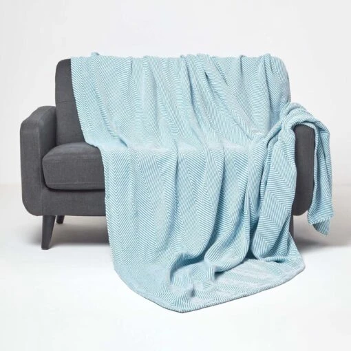 Cotton Halden Chevron Teal Throw -Best Homeware Store sf1777 01 1 2