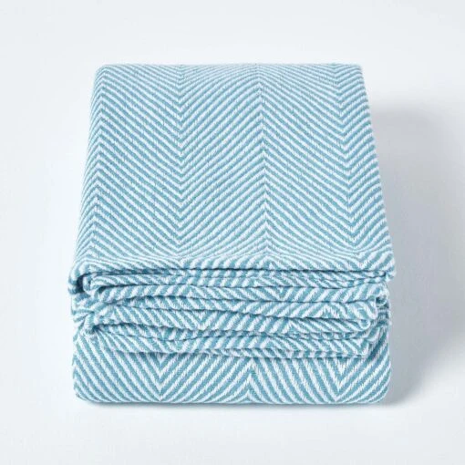 Cotton Halden Chevron Teal Throw -Best Homeware Store sf1777 02 1 2