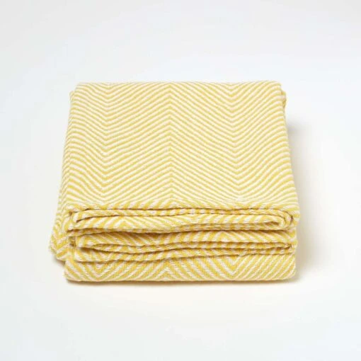 Cotton Halden Chevron Yellow Throw -Best Homeware Store sf1779 02