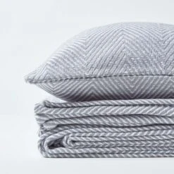 Cotton Halden Chevron Grey Throw -Best Homeware Store sf1781 06