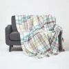 Green Tartan 100% Cotton Falun Throw With Tassels -Best Homeware Store sf1785c 01 3