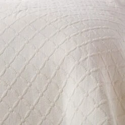 Cream Cotton Rich Metelassé Diamond Pattern Bedspread -Best Homeware Store sf1788 3