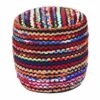 Multi Coloured Folk Woven Bean Filled Pouffe Circular 45 Cm -Best Homeware Store sf1791b main