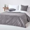 Dark Grey Paragon Diamond Geometric Velvet Bedspread, 200 X 200 Cm -Best Homeware Store sf1851a 01