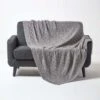 Grey Diamond Cable Knit Cotton Throw -Best Homeware Store sf1919 1