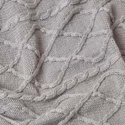 Grey Diamond Cable Knit Cotton Throw -Best Homeware Store sf1919 3