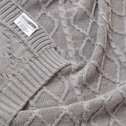 Grey Diamond Cable Knit Cotton Throw -Best Homeware Store sf1919 5