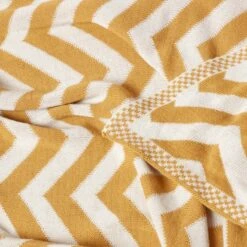 Mustard Chevron Cotton Knitted Throw -Best Homeware Store sf1949 5