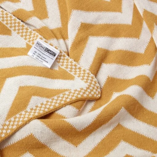 Mustard Chevron Cotton Knitted Throw -Best Homeware Store sf1949 8