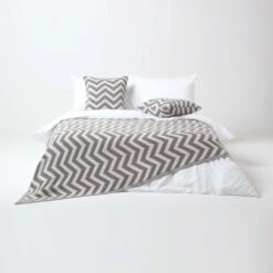 Grey Chevron Cotton Knitted Throw -Best Homeware Store sf1950 3